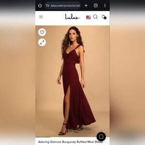 Adoring Glances Burgundy Ruffled Maxi Dress